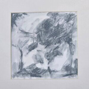 Original Abstract Charcoal Painting Signed Modern Minimalist Art